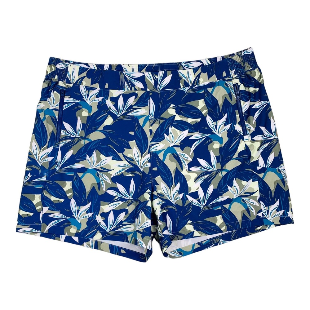 Columbia Women's Tidal II Short Blue Green Floral Leaf Print Stretch Size 2X
